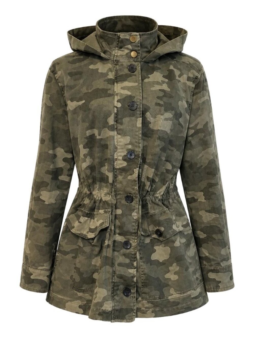 Vintage Y2K Lucky Brand Camo Hooded Utility Cargo Field Jacket XL